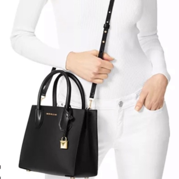 Michael Kors Mercer Sleek Black Minimalist Purse - Picture 1 of 11